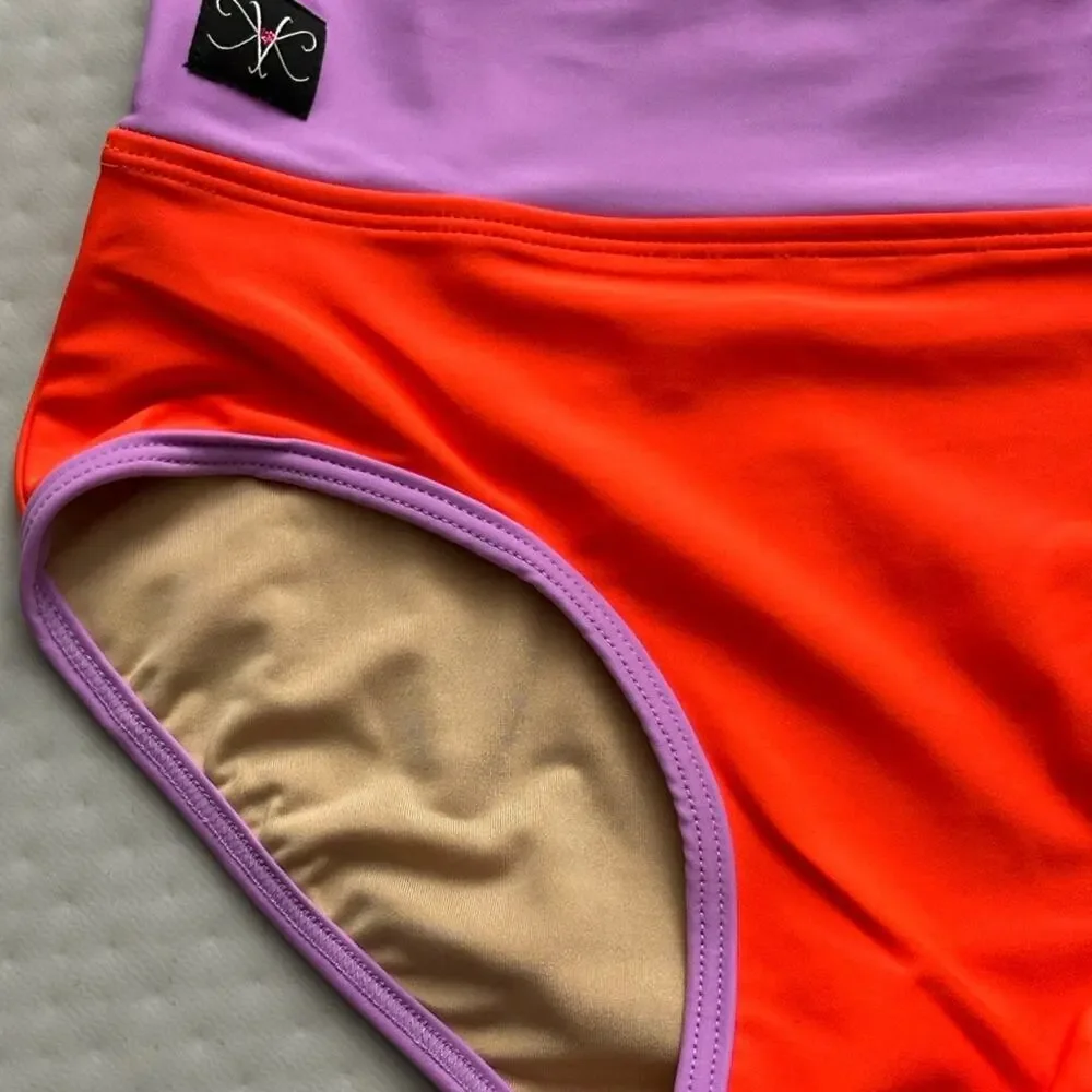 Kandi Kouture Orange Purple High Waist Dance Briefs bottoms TXS 0/2 NWT